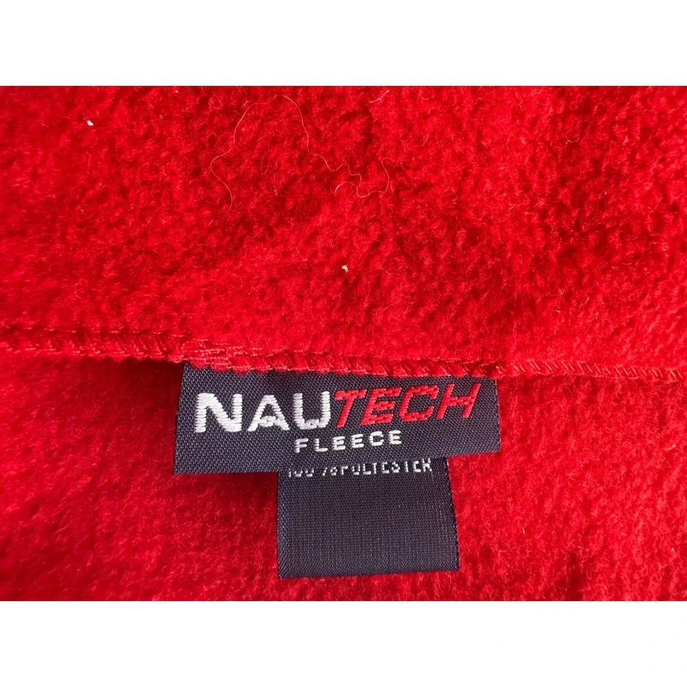 Nautica Red NauTech Fleece Scarf Winter Warm‎ Snowflake Logo Patch New With Tags